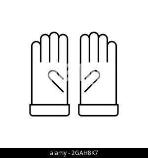 Icona linea guanti da lavoro. Guanti di protezione industriale per edilizia. Dispositivi di protezione individuale. Profilo dei guanti da giardino o da sport. Vettore, piatto Illustrazione Vettoriale
