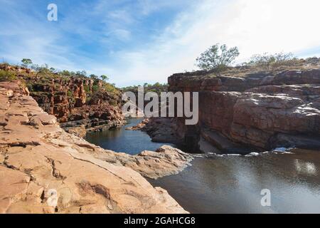 Vista su Bell Gorge, una destinazione rinomata nella regione di Kimberley, Gibb River Road, Australia Occidentale, WA, Australia Foto Stock