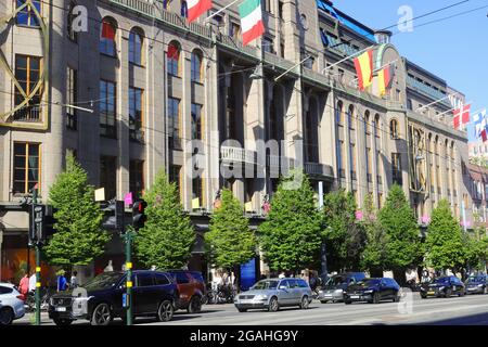 Stoccolma, Svezia - 29 luglio 2021: Vista esterna del grande magazzino NK. Foto Stock