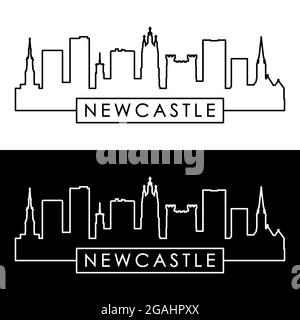 Skyline di Newcastle. Stile lineare. File vettoriale modificabile. Illustrazione Vettoriale