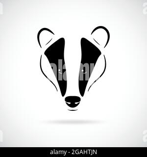 Immagine vettoriale testa Badger in nero, isolata su sfondo bianco. Icona per loghi hipster retrò, emblemi, badge, modello di etichette e t-shirt des Illustrazione Vettoriale