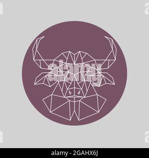 Testa di Buffalo poligonale. Stile geometrico. Illustrazione vettoriale. Illustrazione Vettoriale