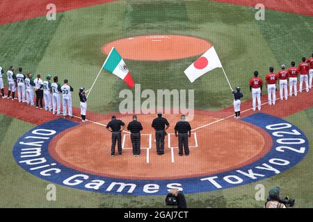 Kanagawa, Giappone. 31 luglio 2021. General view Baseball : Opening Round Group UNA partita tra Giappone e Messico durante i Giochi Olimpici di Tokyo 2020 allo Stadio di baseball Yokohama a Kanagawa, Giappone . Credit: Yohei Osada/AFLO SPORT/Alamy Live News Foto Stock