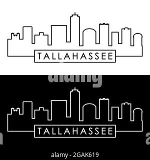 Skyline di Tallahassee. Stile lineare. File vettoriale modificabile. Illustrazione Vettoriale