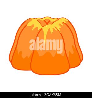 Torta isolata su sfondo bianco. Cartello pasticceria. Biscotti di cartone animato o icona piatta di torta di bundt. Semplice torta di panetteria logo. Dolce dessert. Illustrazione vettoriale Illustrazione Vettoriale