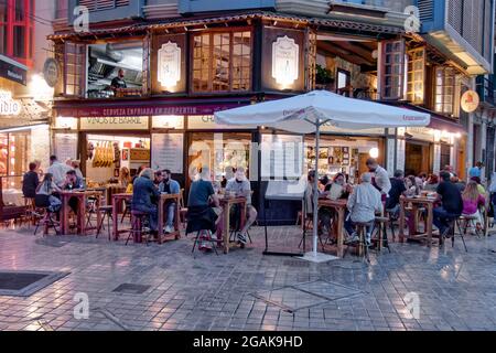 Ristoranti in der Altstadt von Malaga, Costa del Sol, Provincia Malaga, Andalusia, Spagna, Europa, Foto Stock