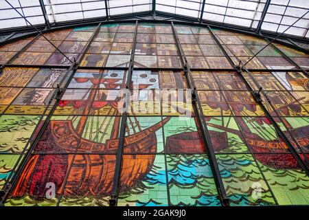 Mercado Central de Atarazanas, traditionelle Markthalle mit großer Auswahl an Lebensmitteln und Tapasbars, , Malaga, Costa del Sol, Provinz Malaga, An Foto Stock