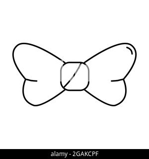 Icona del contorno del vettore di bow tie isolata su sfondo bianco. Simbolo per matrimoni, cerimonie, feste. Accessorio per uomo. Illustrazione Vettoriale