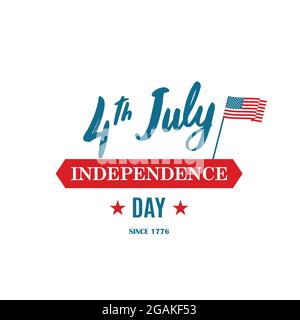 Giornata dell'indipendenza degli Stati Uniti. 4 luglio. Biglietto d'auguri vettoriale con lettere. Illustrazione Vettoriale