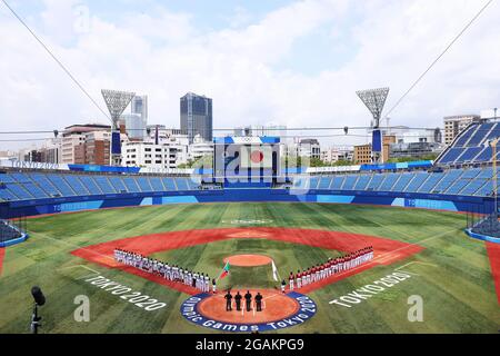 Kanagawa, Giappone. 31 luglio 2021. General view Baseball : Opening Round Group UNA partita tra Giappone e Messico durante i Giochi Olimpici di Tokyo 2020 allo Stadio di baseball Yokohama a Kanagawa, Giappone . Credit: Yohei Osada/AFLO SPORT/Alamy Live News Foto Stock