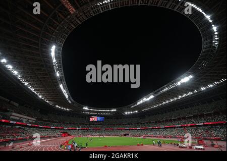 Tokyo, Giappone. Credito: MATSUO. 31 luglio 2021. Vista generale Atletica : finale femminile di 100 m durante i Giochi Olimpici di Tokyo 2020 allo Stadio Nazionale di Tokyo, Giappone. Credit: MATSUO .K/AFLO SPORT/Alamy Live News Foto Stock