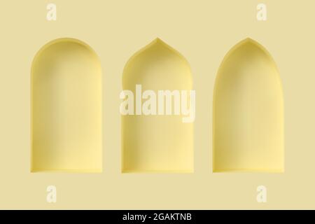 Set di finestre 3d in stile arabo. Illustrazione Vettoriale