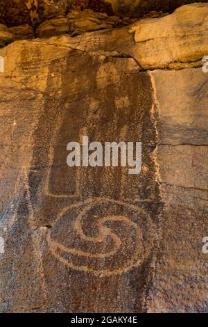 Design astratto presso il sito McKee Spring Petroglyph, Dinosaur National Monument, Utah, USA Foto Stock