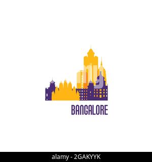 Simbolo della città di Bangalore. Edifici colorati. Illustrazione vettoriale. Illustrazione Vettoriale