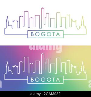 Lo skyline di Bogota. Stile lineare colorato. File vettoriale modificabile. Illustrazione Vettoriale