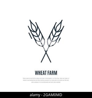 Icona a forma di zeppa di grano. Simbolo dell'azienda agricola di grano. Tipo di rivestimento. Illustrazione vettoriale. Illustrazione Vettoriale