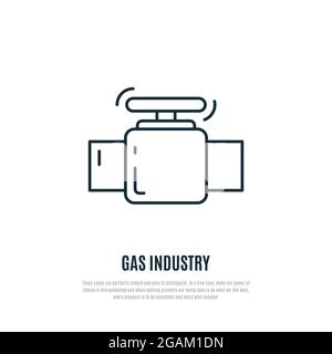 Icona valvola gas. Segno industria del gas. Stile line art. Illustrazione vettoriale Illustrazione Vettoriale