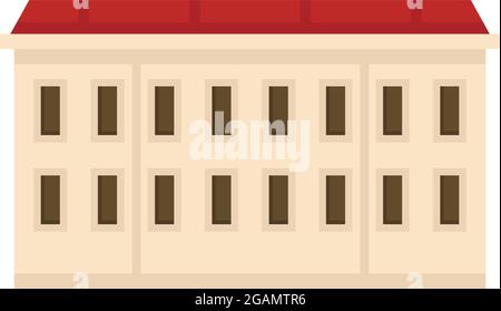 Riga, icona dell'edificio degli appartamenti. Illustrazione piatta di riga costruzione icona vettore isolato su sfondo bianco Illustrazione Vettoriale