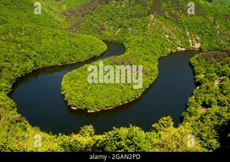 Meandro di Queuille e fiume sioule, Puy de Dome, Auvergne Rhones Alpi, Francia Foto Stock