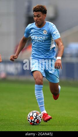 Morgan Rogers di Manchester City durante la partita pre-stagione presso l'Academy Stadium di Manchester. Data immagine: Sabato 31 luglio 2021. Foto Stock