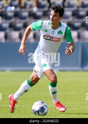 VENLO, PAESI BASSI - 31 LUGLIO: Carlos Perez Juan del Panathinaikos FC durante la partita pre-stagione tra VVV-Venlo e Panathinaikos FC al Covebo Stadion De Koel il 31 luglio 2021 a Venlo, Paesi Bassi (Foto di Jeroen Meuwsen/Orange Pictures) Foto Stock