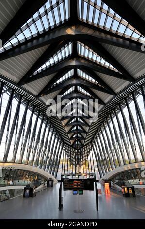 Gare TGV Satolas, stazione ferroviaria Satolas con passaggio per l'aeroporto St. Excupery, Lione, Francia, Europa Foto Stock