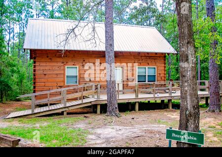 Peters Cabin è raffigurato nello storico Blakeley state Park, 26 giugno 2021, a Spanish Fort, Alabama. Foto Stock