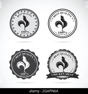 Set di etichette vettoriali per pollo su sfondo bianco. Illustrazione vettoriale a livelli facilmente modificabile. Animali. Illustrazione Vettoriale