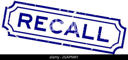 Grunge richiamo blu parola square la guarnizione in gomma timbro su sfondo bianco Illustrazione Vettoriale