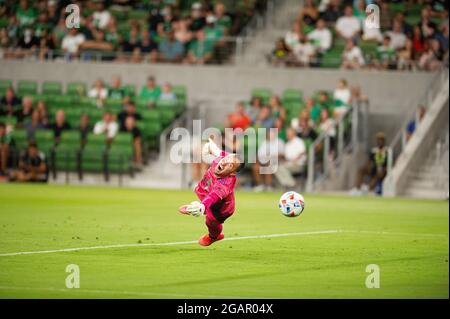 31 luglio 2021: Austin FC Brad Stuver Goalkeeper (41) in azione durante la partita MLS contro le rapide del Colorado allo stadio Q2. Austin, Texas. Mario Cantu/CSM Foto Stock