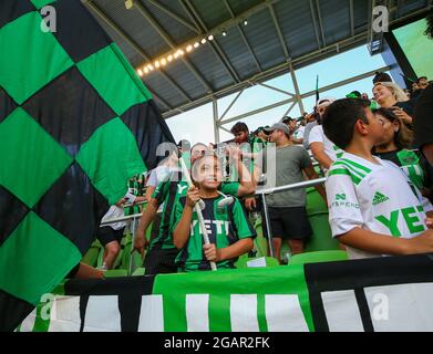 31 luglio 2021: I tifosi dell'Austin FC prima dell'inizio di una partita di calcio della Major League tra l'Austin FC e le rapide del Colorado il 31 luglio 2021 ad Austin, Texas. Colorado Rapids ha vinto 1-0. (Credit Image: © Scott Coleman/ZUMA Press Wire) Foto Stock