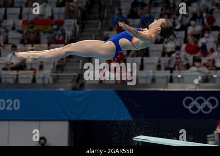 TOKYO, GIAPPONE - LUGLIO 30: Inge Jansen dei Paesi Bassi in gara durante LE IMMERSIONI FEMMINILI - 3 METRI DI PROVA A BORDO DI UNA TRAMPOLINO al Tokyo 2020 Foto Stock