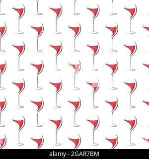 Motivo senza cuciture con un bicchiere di vino rosso per texture, tessuti e sfondi semplici. Grafica vettoriale scalabile Illustrazione Vettoriale