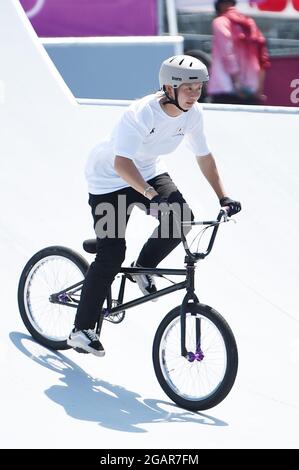 Tokyo, Giappone. 1 agosto 2021. Minato Oike (JPN), 1 agosto 2021 - Ciclismo BMX Freestyle : Ciclismo BMX Freestyle - finale del Parco delle Donne all'Ariake Urban Sports Park durante i Giochi Olimpici di Tokyo 2020 a Tokyo, Giappone. Credit: Itaru Chiba/AFLO/Alamy Live News Foto Stock