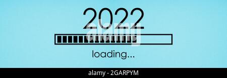 barra di caricamento del nuovo anno 2022 in banner web minimalista Foto Stock