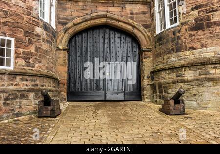 Ingresso al Castello di Skipton. Foto Stock