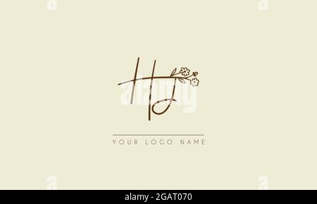 Lettera iniziale HJ o JH Firma matrimonio botanico icona floreale logo disegno vettoriale illustrazione Illustrazione Vettoriale