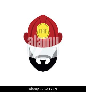 Icona piatta uomo vigile del fuoco isolata su sfondo bianco. Simbolo del reparto antincendio. Illustrazione vettoriale. Illustrazione Vettoriale