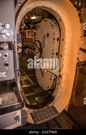 Den Helder, Paesi Bassi. 30 luglio 2021. L'interno di un sottomarino. Foto di alta qualità Foto Stock