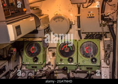 Den Helder, Paesi Bassi. 30 luglio 2021. L'interno di un sottomarino. Foto di alta qualità Foto Stock
