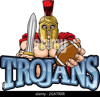 Trojan Spartan American Football Sports Mascot Illustrazione Vettoriale