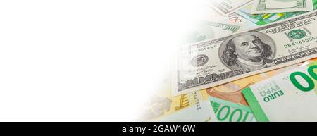 Panorama della tessitura realizzata con banconote statunitensi ed europee Foto Stock