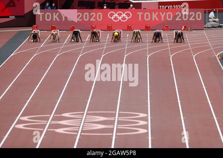 KAMBUNDJI Mujinga (sui), del PONTE Ajla (sui), JACKSON Shericka (JAM) medaglia di bronzo, TA LOU Marie-Josee (CIV), FRASER-PRYCE Shelly-Ann (JAM) Medaglia d'argento, THOMPSON-HERAH Elaine (JAM) Medaglia d'oro, DANIELS Teahna (USA), finale di NBR 31 durante i Giochi Olimpici di Tokyo, 2020 luglio, Giochi Olimpici di DARYL, finale di NBR, 2021 allo Stadio Olimpico di Tokyo, Giappone - Foto Kishimoto / DPPI Foto Stock