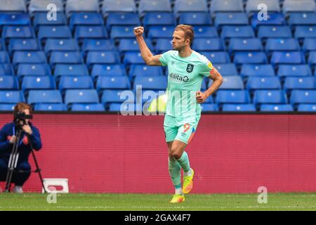 Jordan Rhodes n. 9 di Huddersfield Town celebra la sua pena Foto Stock