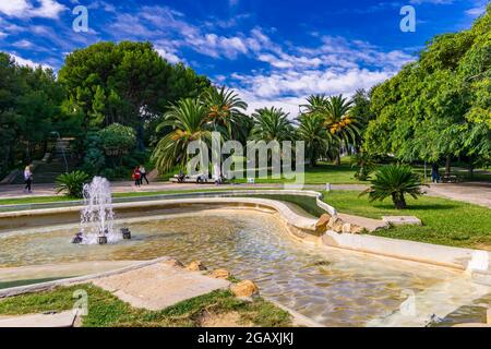 BARCELLONA, SPAGNA - 7 OTTOBRE 2019: Jardins del Mirador de l'Alcalde su Monjuic a Barcellona, Spagna. Foto Stock