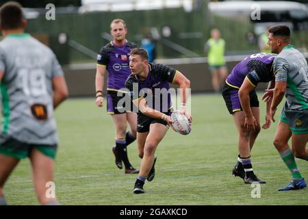 NEWCASTLE UPON TYNE, Regno Unito 1 AGOSTO Evan Simons di Newcastle Thunder in azione durante la partita TRA Newcastle Thunder e Whitehaven RLFC a Kingston Park, Newcastle domenica 1 agosto 2021. (Credit: Chris Lishman | MI News) Foto Stock