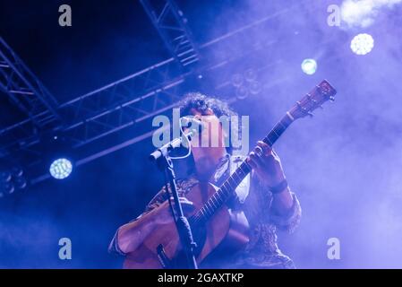 Andrea Appino (Zen Circus) durante titoloEvento, Concerto in Verucchio (RN), Italia, 29 luglio 2021 Foto Stock