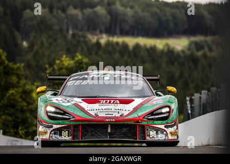 38 Barnicoat ben (gbr), Wilkinson Oliver (gbr), Bell Rob (gbr), JOTA, McLaren 720 S GT3, azione durante la TotalEnergies 24 ore di Spa, 6° round del 2021 Fanatec GT World Challenge Europe Powered by AWS, dal 28 luglio al 1 agosto 2021 sul circuito di Spa-Francorchamps, a Stavelot, Belgio - Foto Francois Flamand / DPPI Foto Stock