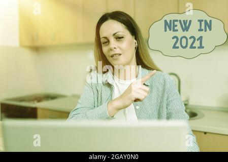 Esposizione concettuale nuovo nel 2021, Word scritto su ciò che si aspetterà o nuova creazione per l'anno 2020 astratto lavorando a Home Ideas, Interior Deco Foto Stock