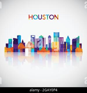 Profilo dello skyline di Houston in colorato stile geometrico. Simbolo per il tuo progetto. Illustrazione vettoriale. Illustrazione Vettoriale